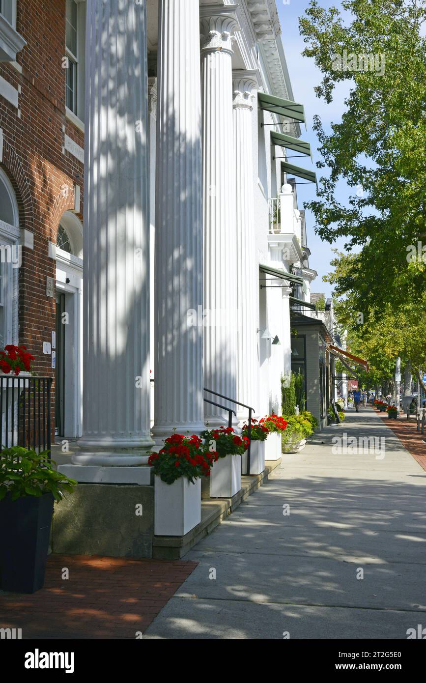 Architektur im Stadtzentrum von Southampton, den Hamptons, Long Island, New York, USA Stockfoto