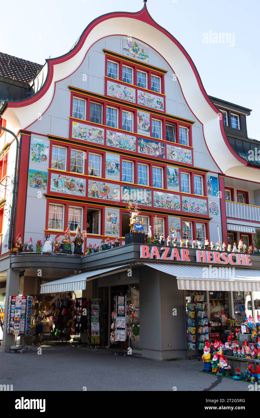 Farbenfrohe Gebäude in Appenzell, Schweiz Stockfoto