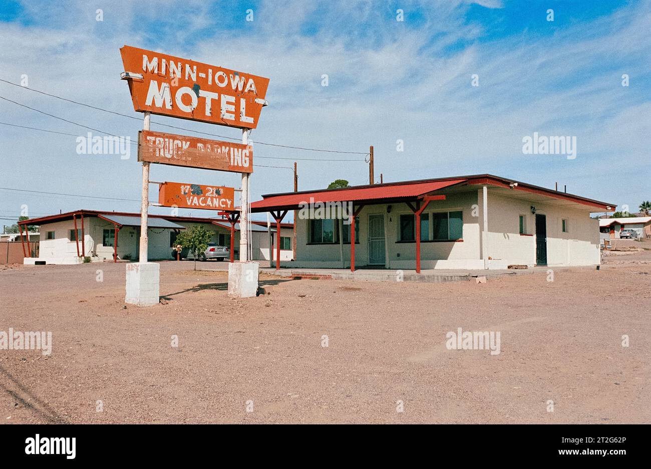 Minn-Iowa Motel, Route 66, Barstow, Kalifornien. Stockfoto