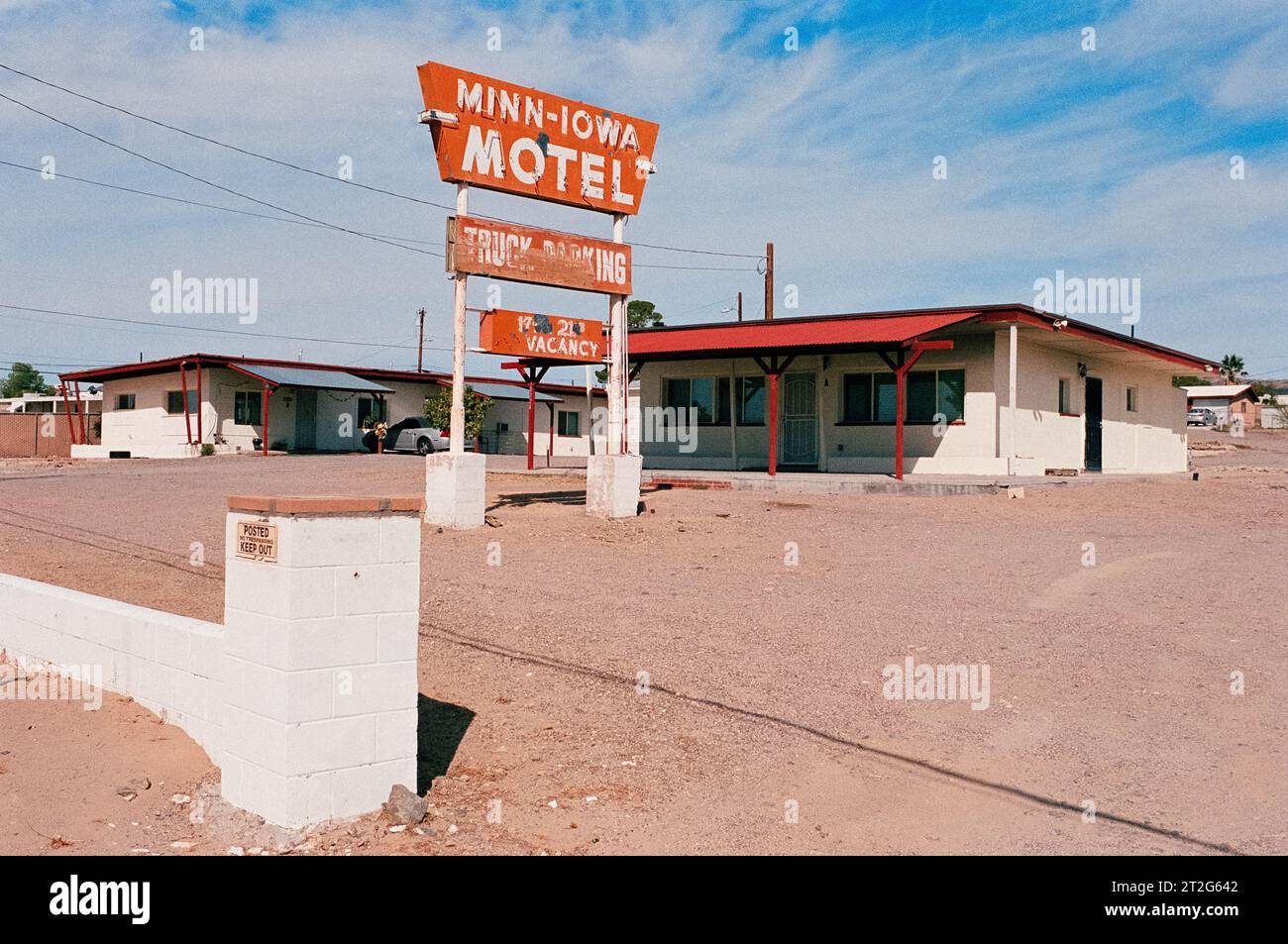 Minn-Iowa Motel, Route 66, Barstow, Kalifornien. Stockfoto