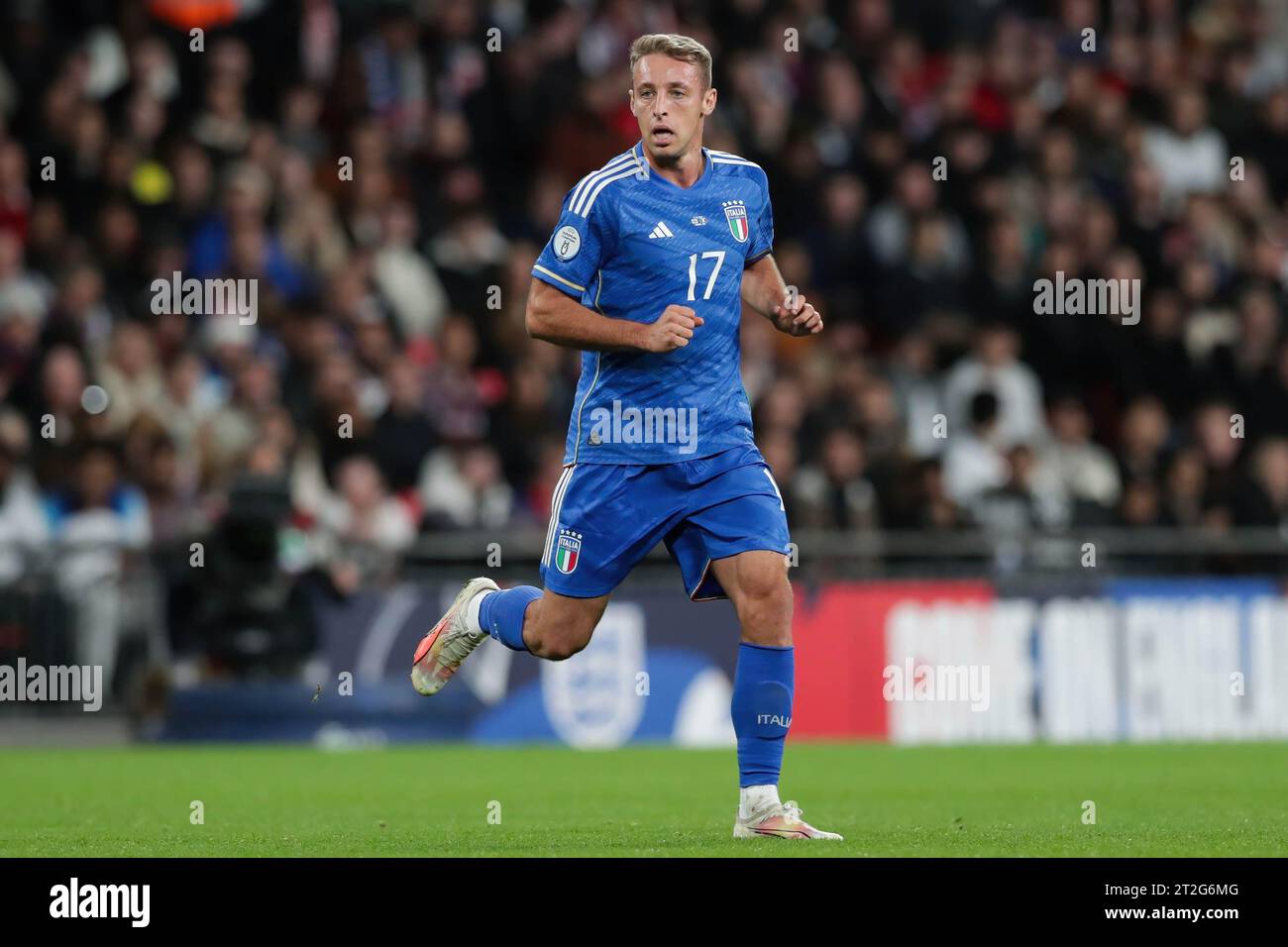 Davide Frattesi aus Italien wurde während des Qualifikationsspiels der EM 2024 zwischen England und Italien im Wembley Stadium gesehen. Endergebnis; England 3:1 Italien. Stockfoto