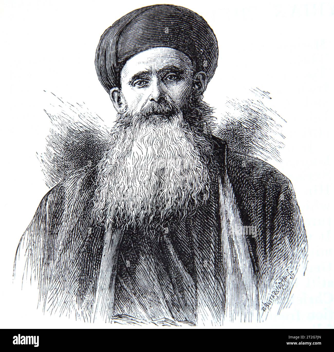 Abbildung aus dem 19. Jahrhundert Porträt von Mor Gregorios Bischof der Alten Syrischen Kirche nach Foto von Samuel A. Walker - Gregorius war die Firs Stockfoto