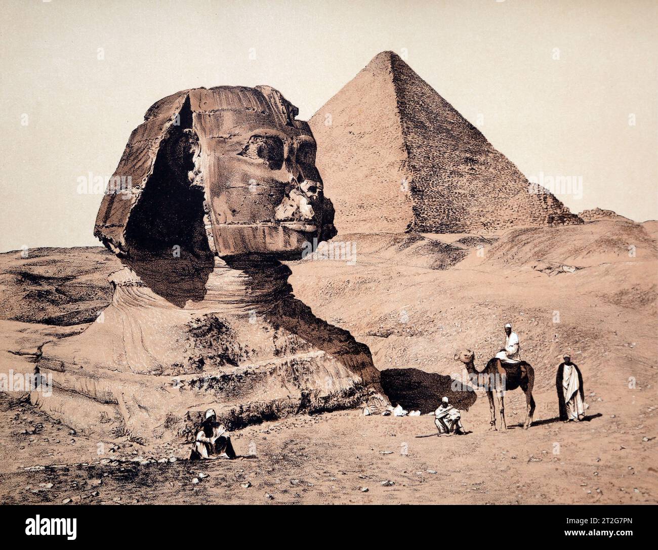 Die große Pyramide und die Sphinx Illustration aus einer Fotografie von Frank Mason am Fleck aus der Heiligen Bibel des 19. Jahrhunderts - die Selbstinterpretation F Stockfoto