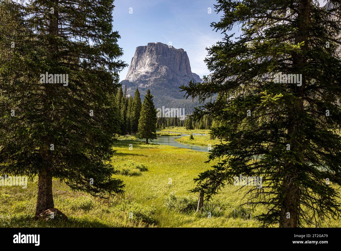 WY05304-00...WYOMING - der Green River fließt durch das Tal unterhalb des Squaretop Mountain im Abschnitt Bridger Wilderness der Wind River Range. Stockfoto