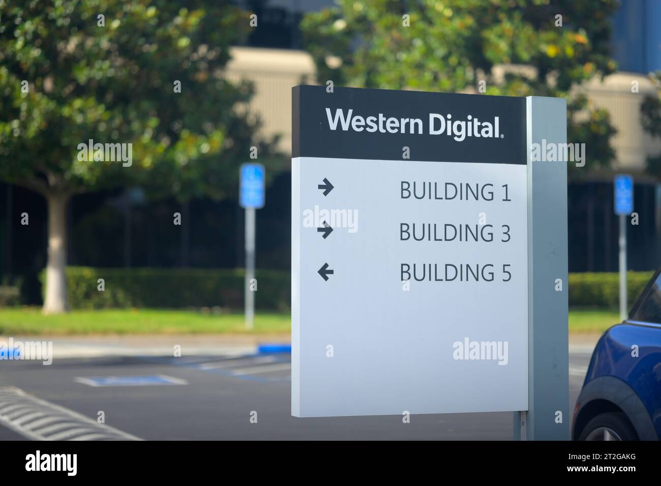 Das Hauptquartier von Western Digital (WDC) auf SanDisk Drive, Milpitas CA Stockfoto