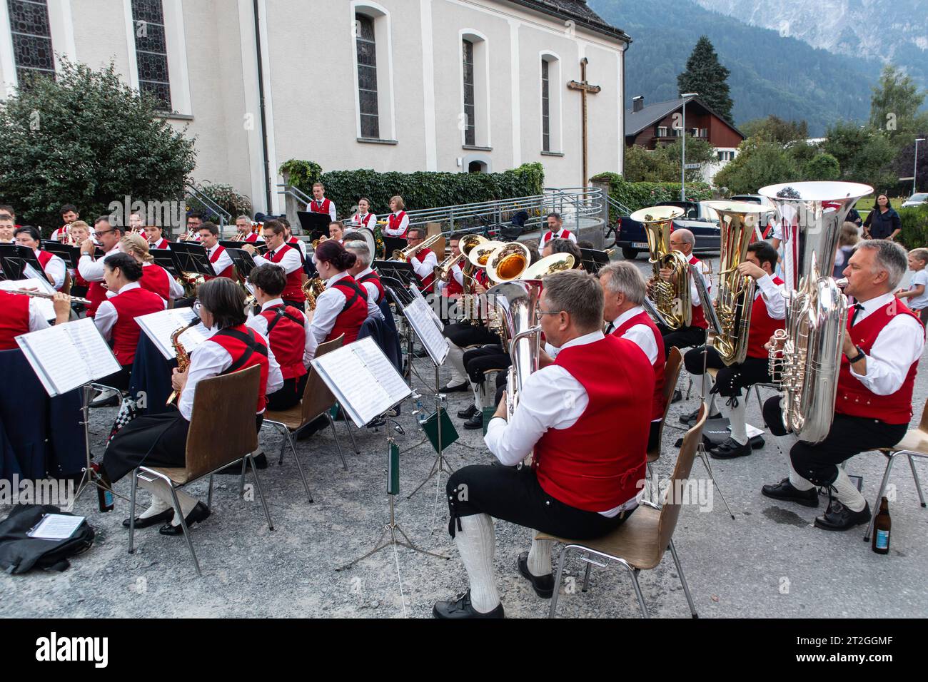 Blaskapelle, Dorffest, Österreich Stockfoto