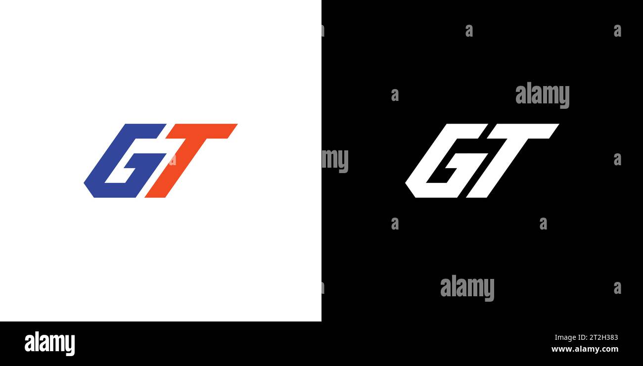 GT-Logo, GT-Monogramm, ursprüngliches GT-Logo, GT-Schriftzug, Symbol, Vektor Stock Vektor