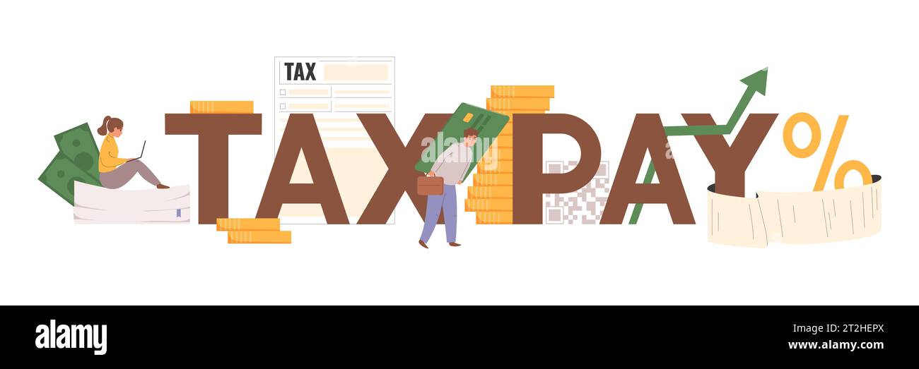 Flache Zusammensetzung der Steuerzahlung mit Vektorillustration für die Symbole der Eigenfinanzierung Stock Vektor