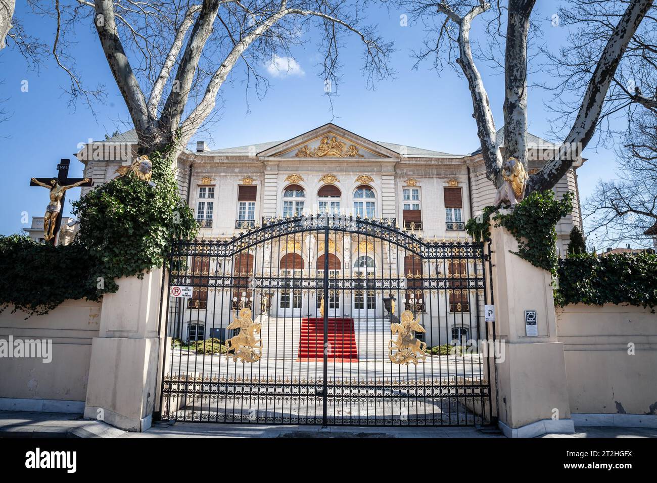 Bild vom Haus Casa Manu Auschnitt in Bukarest, Rumänien. Das Manu-Auschnitt-Haus in Bukarest liegt an der Alexandru-Allee 1-3 Ecke mit Av Stockfoto