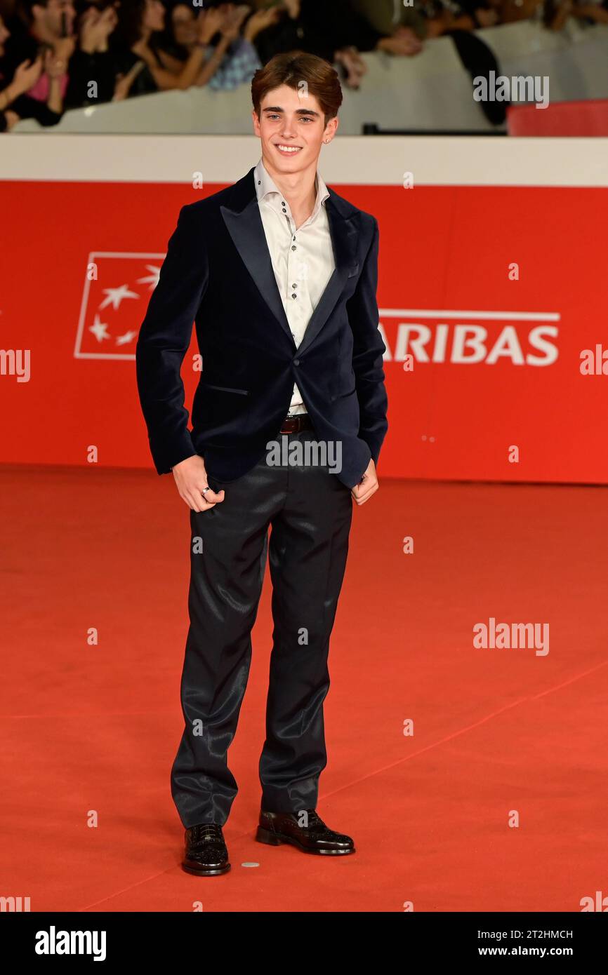 Rom, Italien. Oktober 2023. Andrea Arru besucht den roten Teppich des Films Diabolik Chi sei? Beim Rome Film fest 2023 im Auditorium Parco della Musica. Quelle: SOPA Images Limited/Alamy Live News Stockfoto