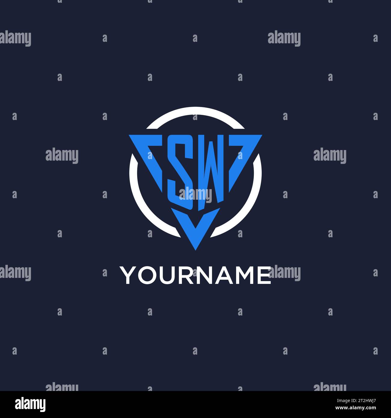 SW-Monogramm-Logo mit Dreiecksform und Kreisdesign-Vektor Stock Vektor