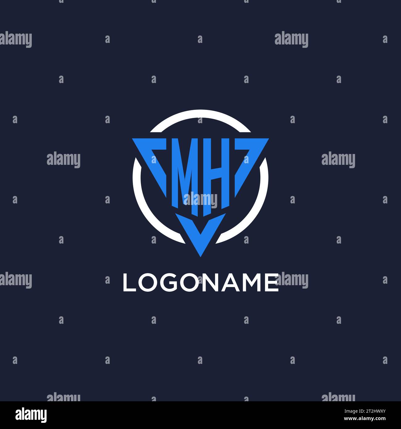 MH-Monogramm-Logo mit Dreiecksform und Kreisdesign-Vektor Stock Vektor