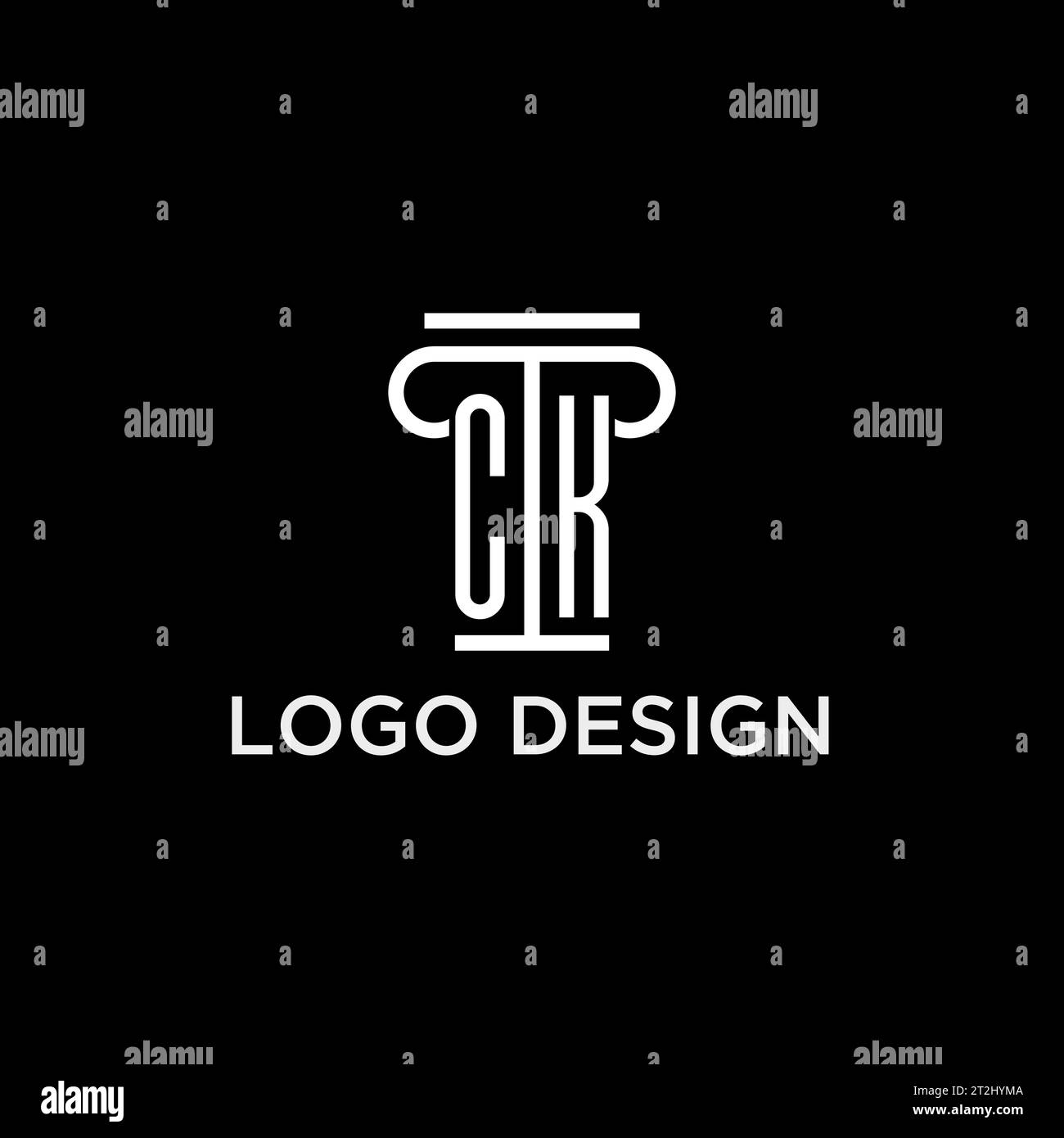 Initiallogo mit CK-Monogramm und säulenförmigem Icon-Design, luxuriösem und elegantem Anwaltslogo Stock Vektor