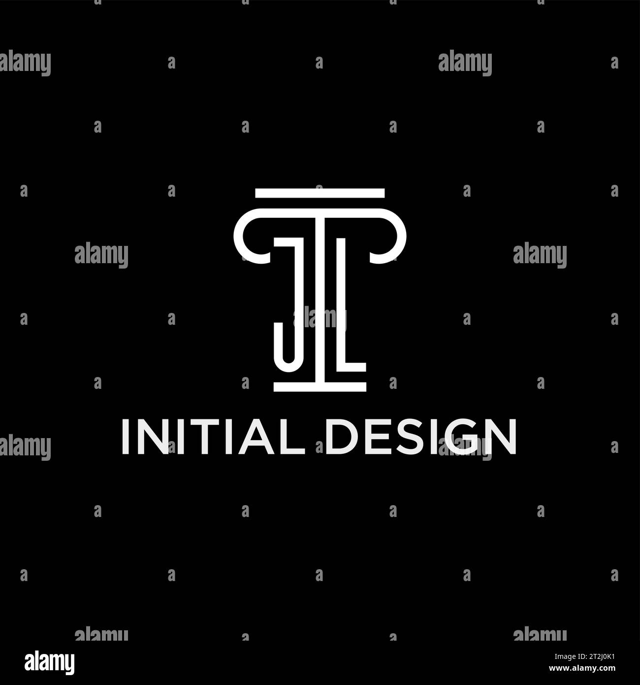 JL-Monogramm-Initiallogo mit säulenförmigem Icon-Design, luxuriösem und elegantem Anwaltslogo Stock Vektor
