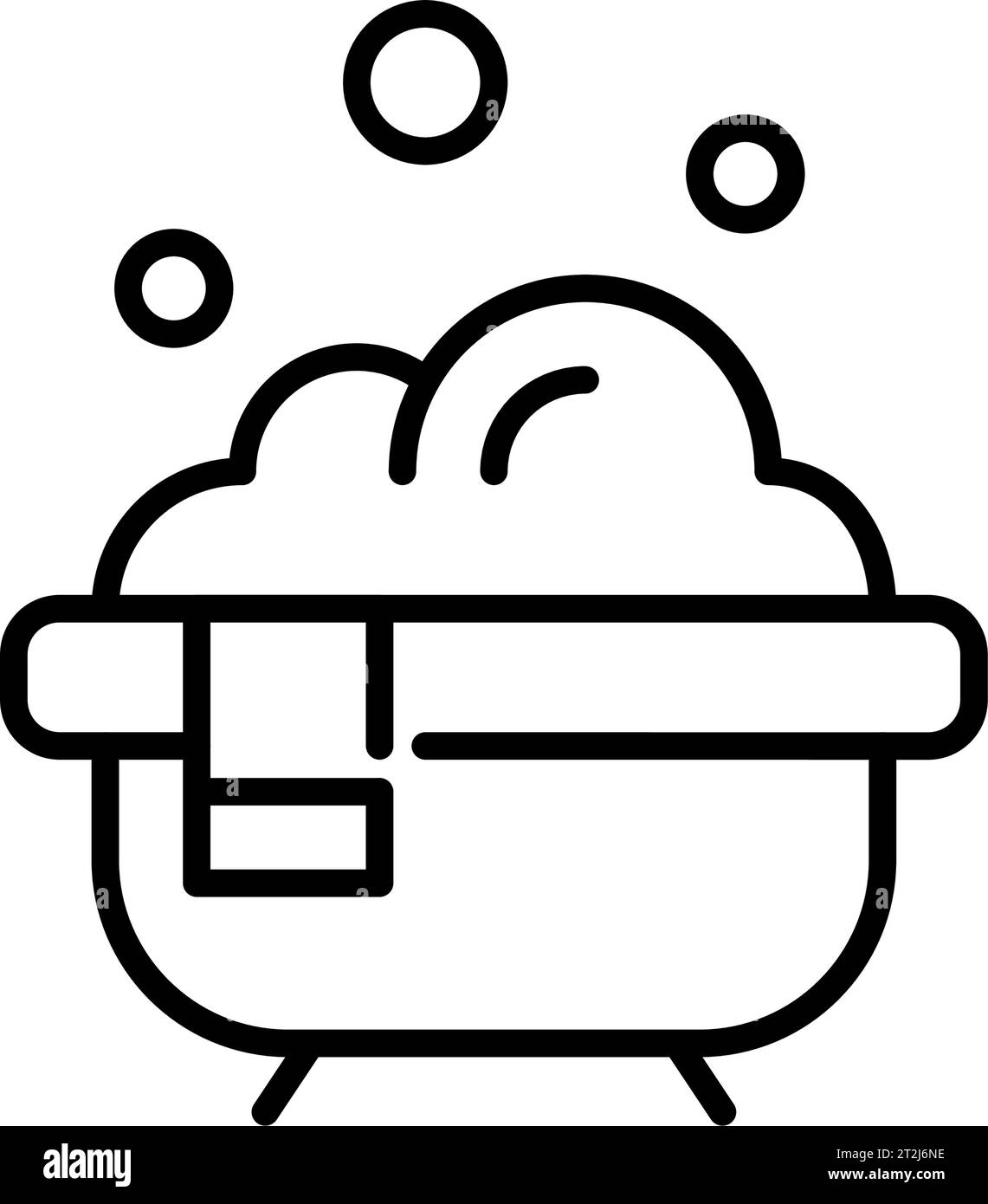 Badewanne mit Sprudelwanne. Entspannende Zeit mit Seifenlaugen. Pixelperfekter, bearbeitbarer Kontur Stock Vektor