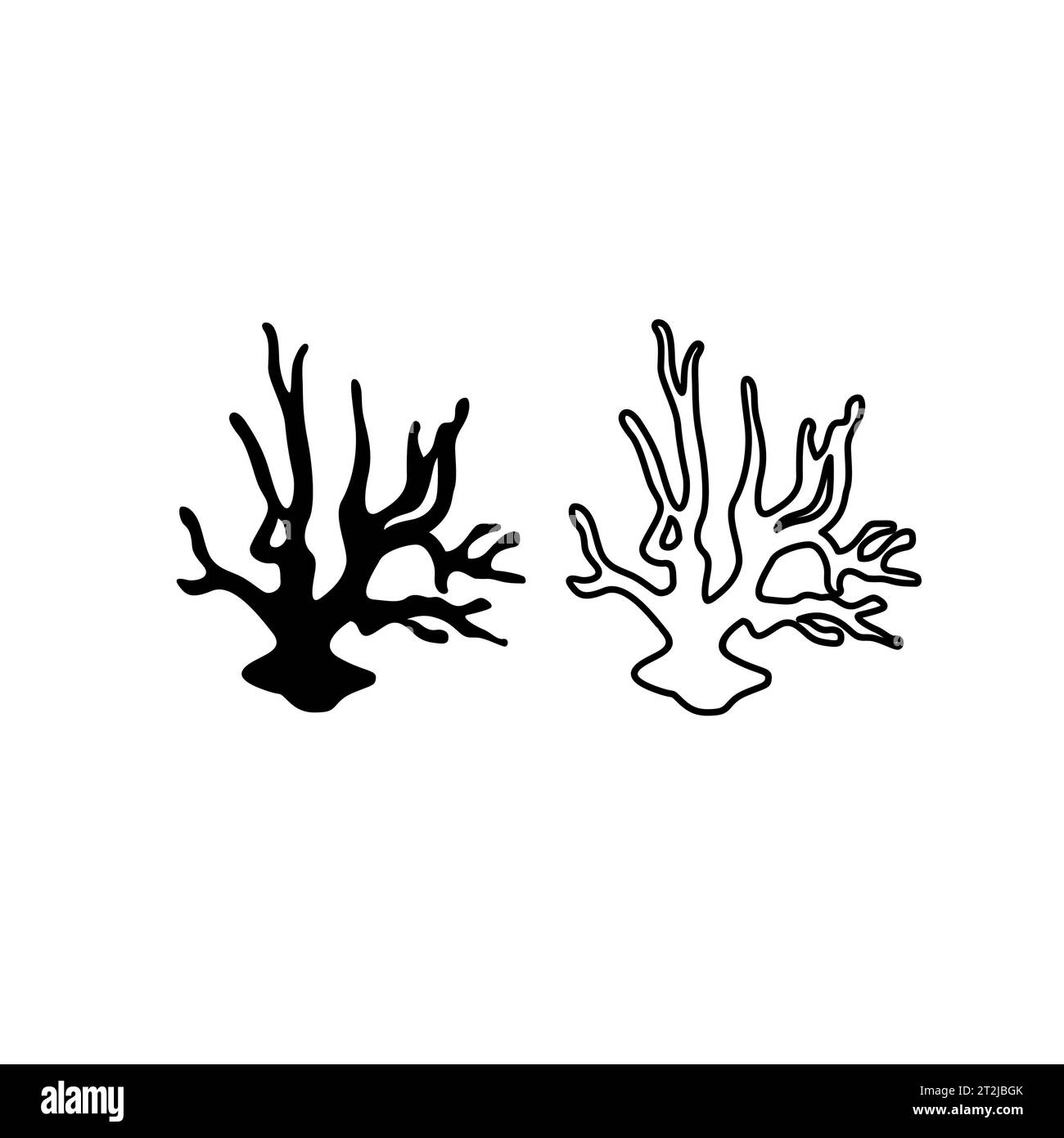 Vektorkorallen schwarze Silhouetten. Symbol für Korallenlinie Stock Vektor
