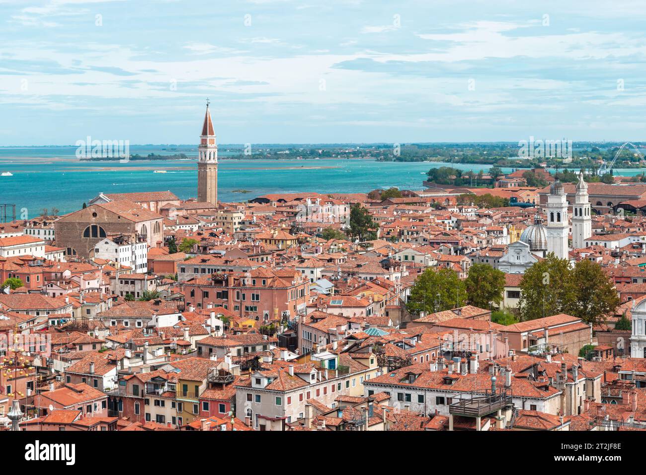 Aus der Vogelperspektive auf die Altstadt von Venedig Italien. Stockfoto