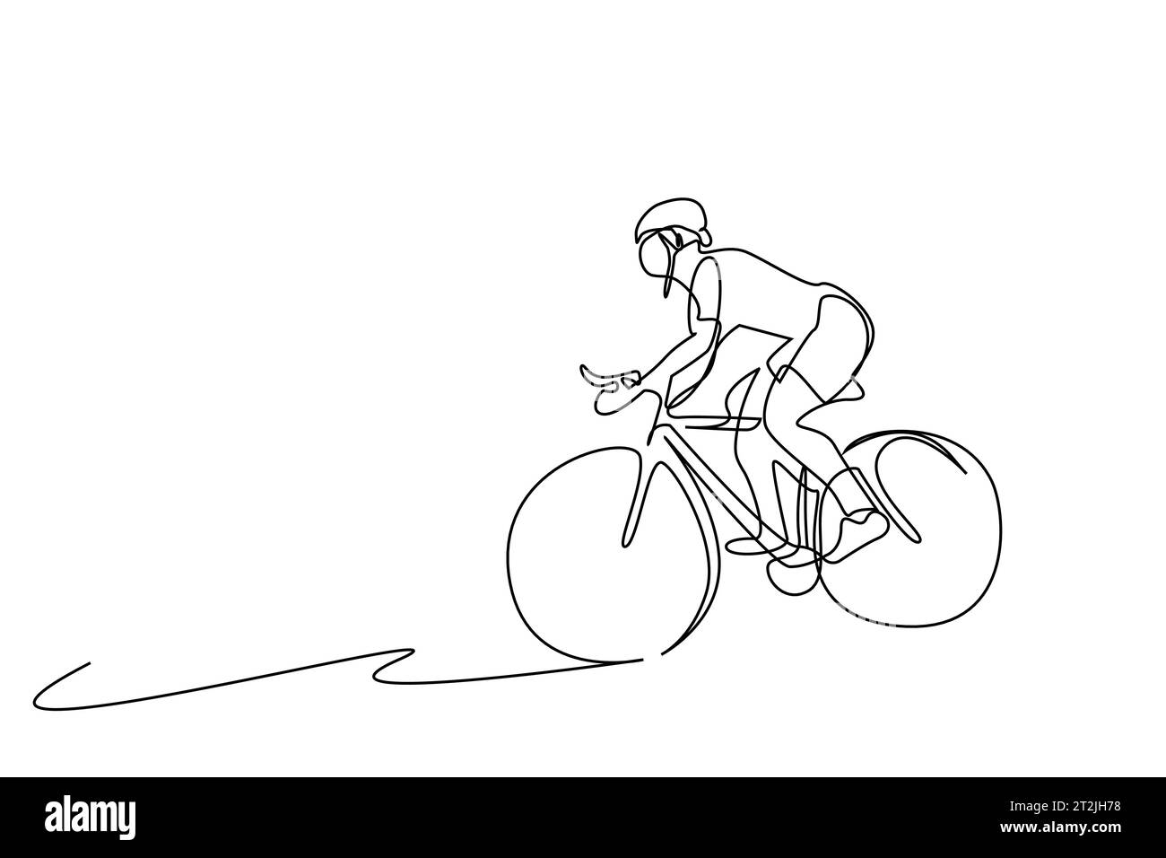 Junge Person Fahrrad Aktivität Rennen vor sicheren Kopfstützen Lifestyle Line Art Stock Vektor