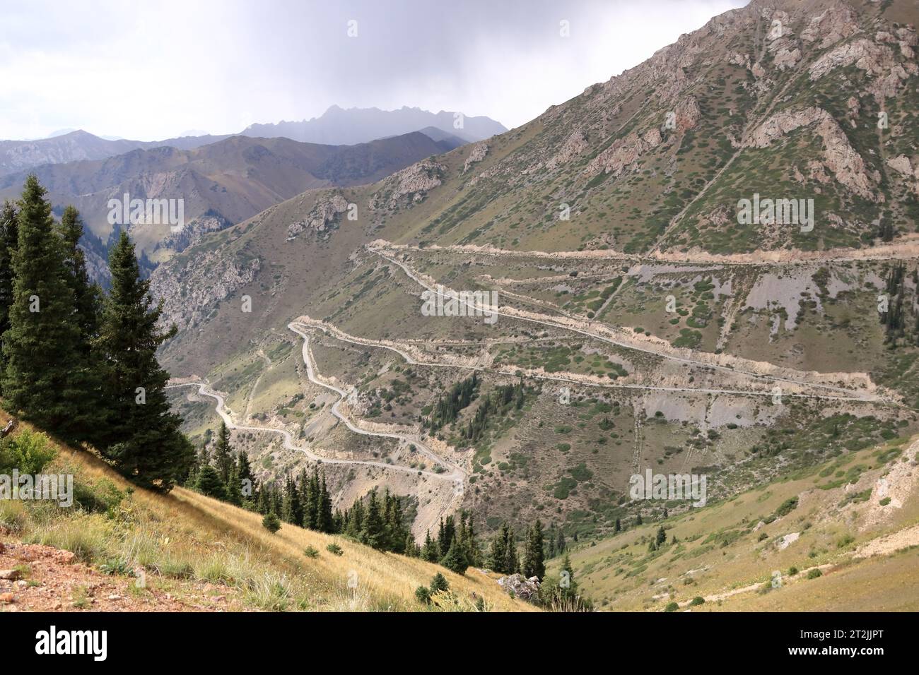 Der Moldo-Ashuu-Pass, Bezirk der Region Songkol im Westen Kirgisistans Stockfoto