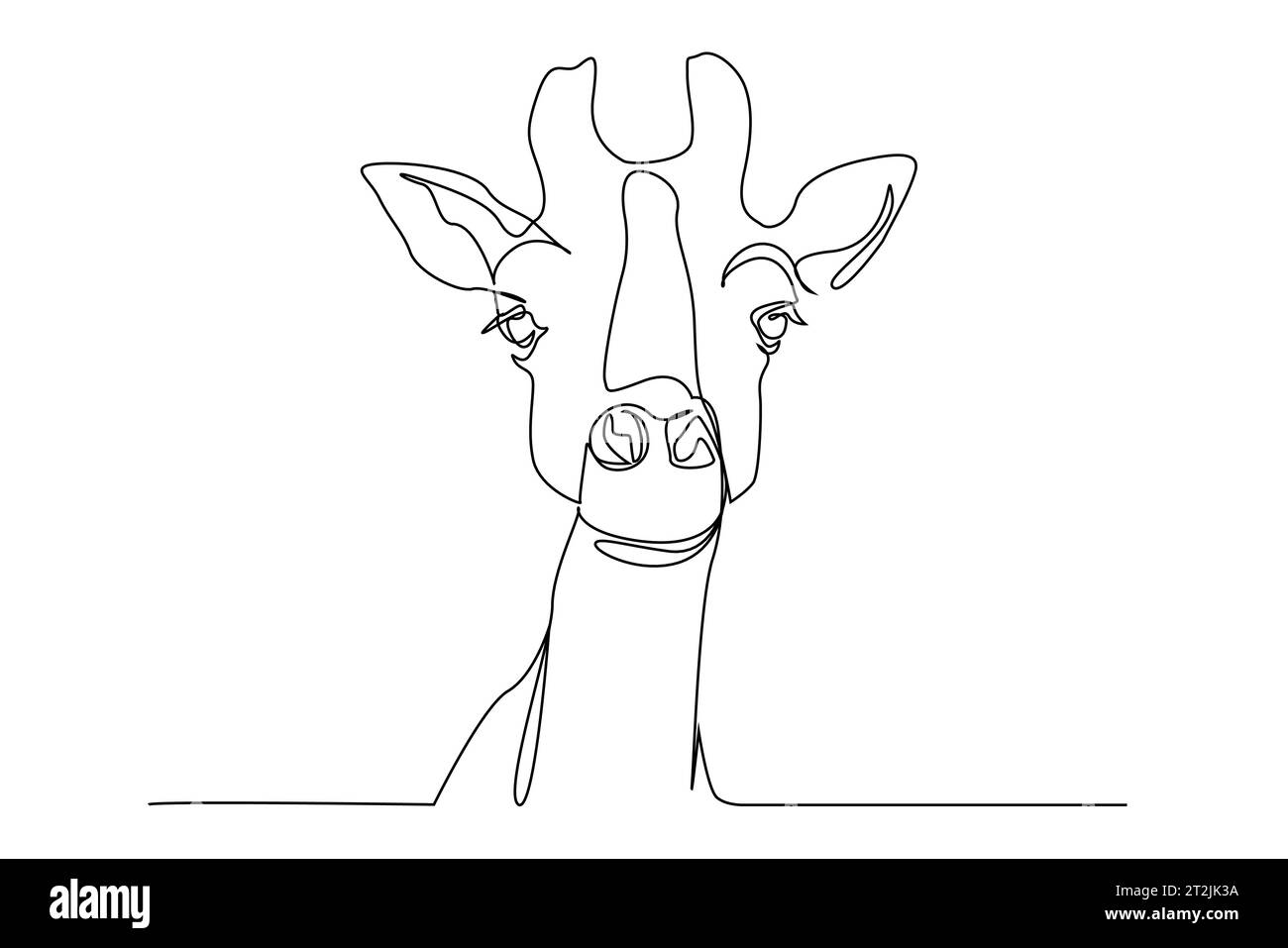 Giraffe Gazelle Säugetierkopf Portrait Strichkunst Stock Vektor