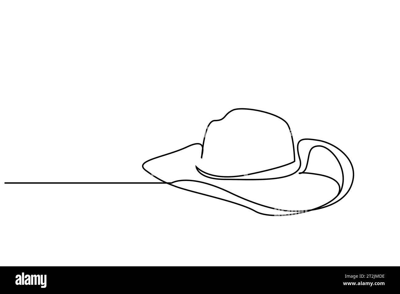 Alter Retro-amerikanischer Cowboy und Geschäftsmann Hut Gentleman Hut Objekt Line Art Stock Vektor