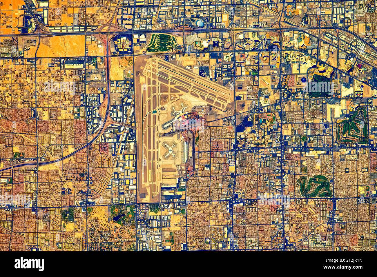 Los Angeles City, USA. Digitale Verbesserung eines Bildes durch die NASA. Stockfoto