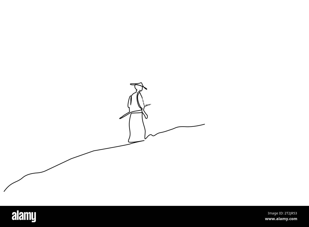 Traditionelles asiatisches Samurai-Meisterwerk Natur Walking Line Art Design Stock Vektor