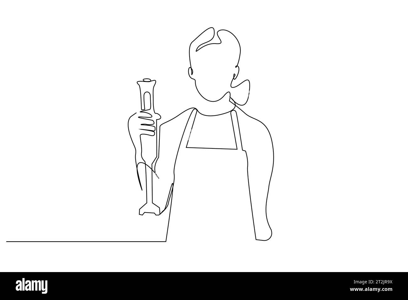 Frau kocht Hausfrau Mixer kocht Lifestyle Line Art Design Stock Vektor