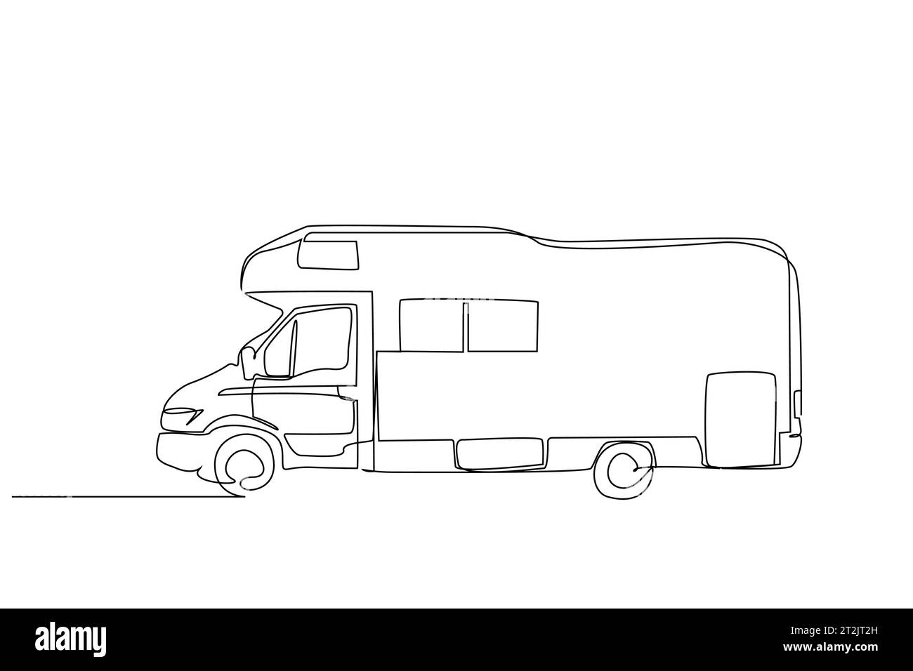 Caravan Fahrzeug Camp Road Objekt Niemand Line Art Design Stock Vektor