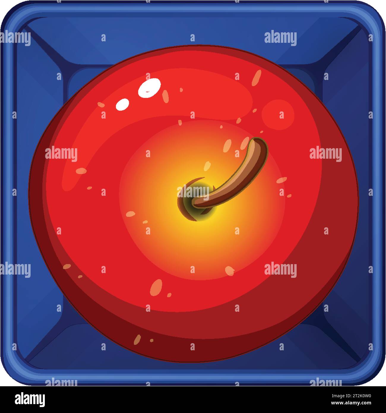 Eine Vektor-Karikaturillustration einer Apfelfrucht in einem quadratischen Behälter Stock Vektor