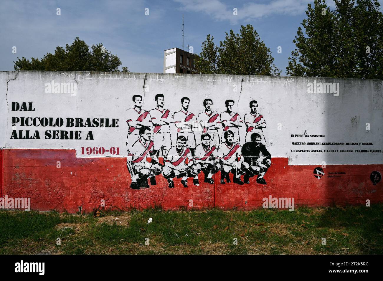 Graffiti-Wand im Stadion AC Mantova, Mantua, Lombardei, Italien Stockfoto