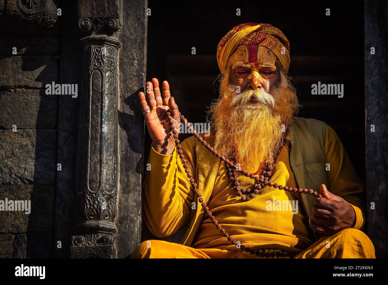 Sadu im Pashupatinath Tempel, Nepal Stockfoto