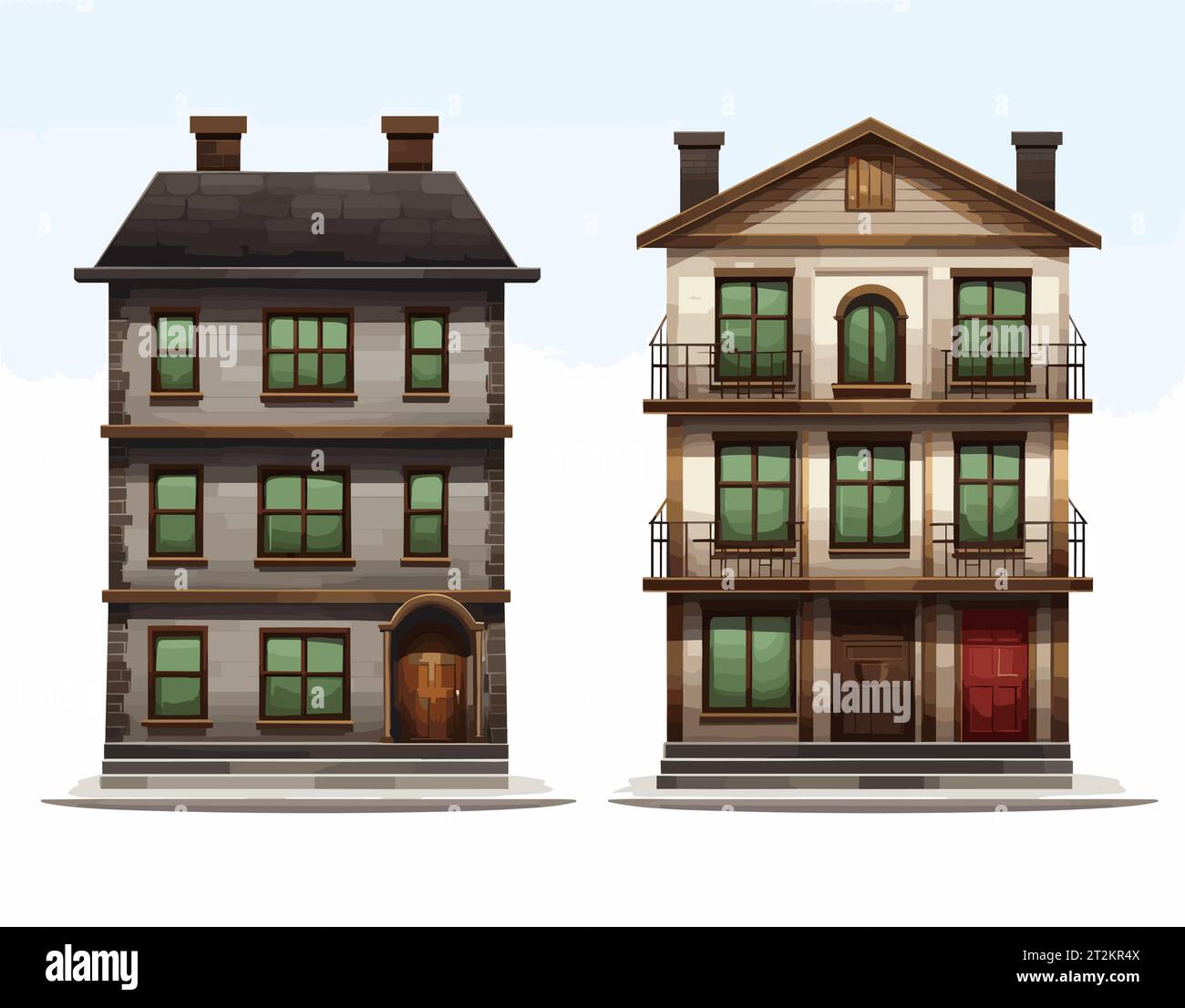 Häuser im Stil des 19. Jahrhunderts Stock Vektor