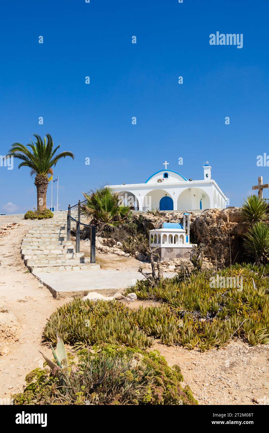 Blau und weiß, Agia Thekla Kirche, Ayia Napa, Zypern Stockfoto