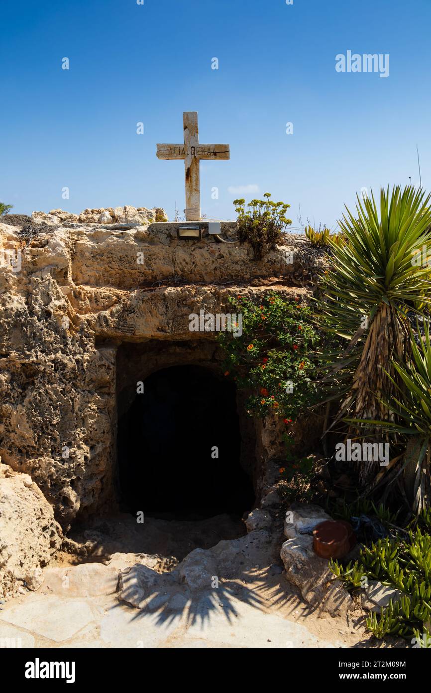 Unterirdisch, Höhlenkapelle, Agia Thekla Kirche, Ayia Napa, Zypern Stockfoto