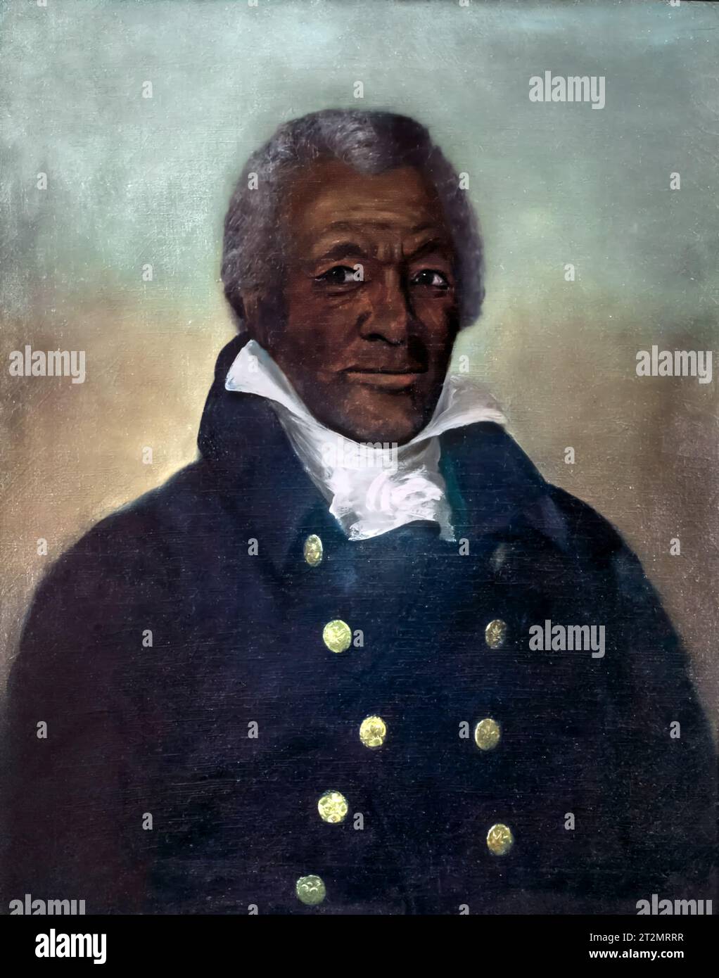 James Lafayette. Porträt des versklavten Afroamerikaners James Armistead Lafayette (* 1748 oder 1760, gestorben 1830 oder 1832), der während des Amerikanischen Unabhängigkeitskrieges um 1824 in der Kontinentalarmee diente. Gemälde von John Blennerhassett Martin, Öl auf Leinwand, 1824 Stockfoto