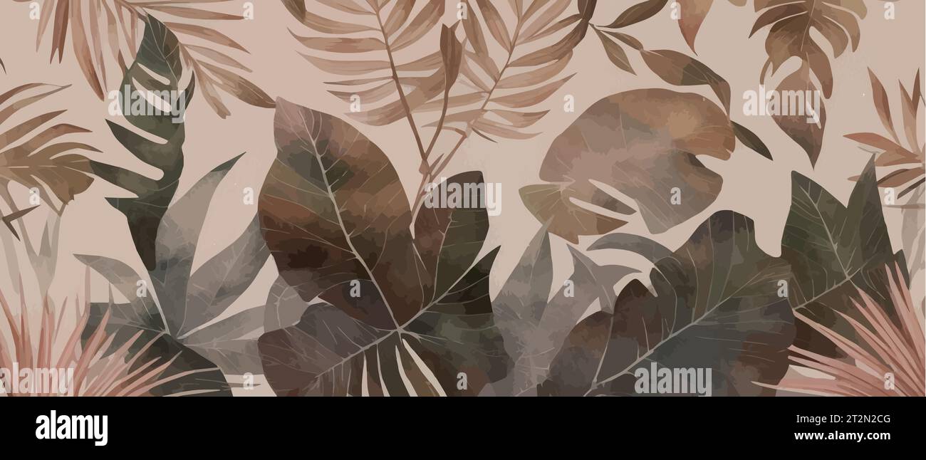 Tropische Palme hinterlässt nahtlose Vektorblumen Hintergründe Sepia, Vektor-Natur-Illustration als Hintergrund Stock Vektor