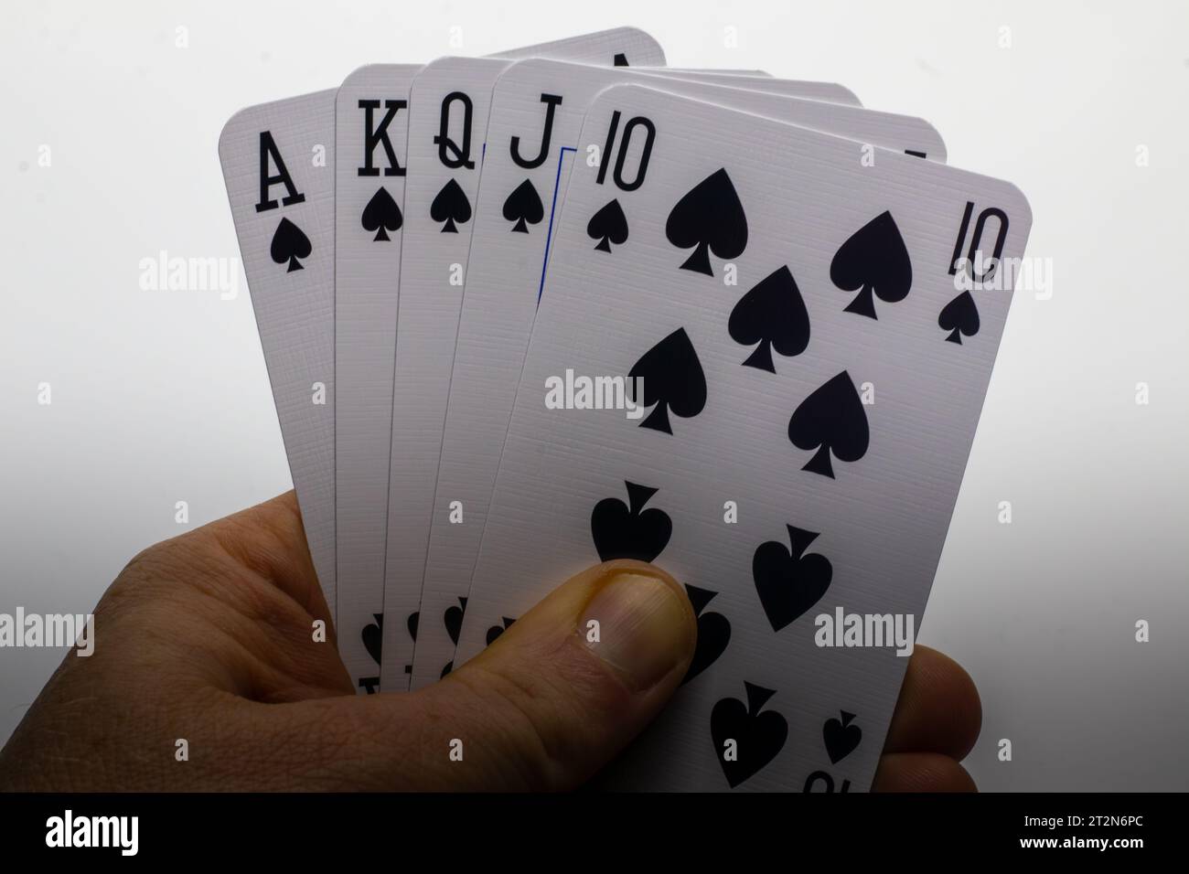 Royal Straight Flush in Pik Stockfoto