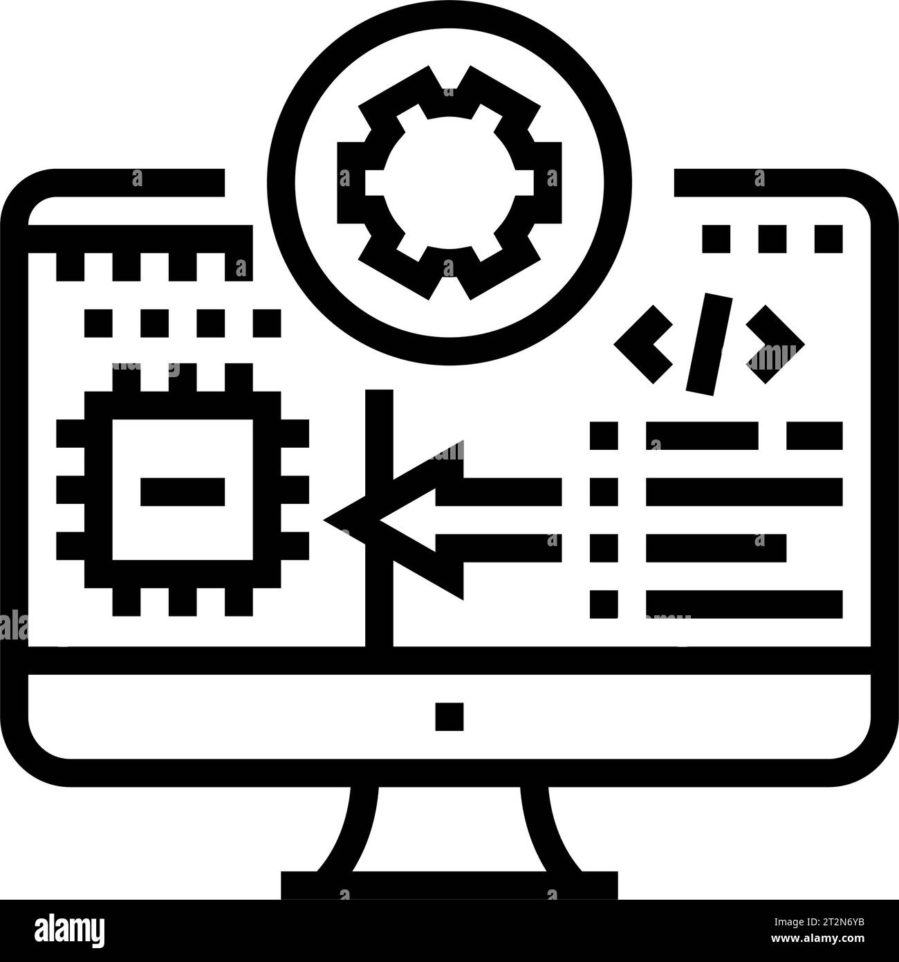Illustration des Symbols für die Mikrocontroller-Programmierung der Elektroniklinie Stock Vektor