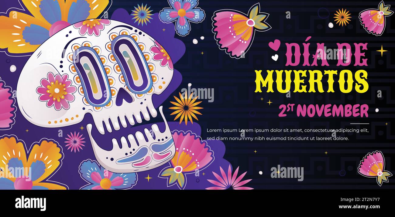 Verlauf horizontale Banner Vorlage DIA de muertos Feier Design Vektor Illustration Stock Vektor