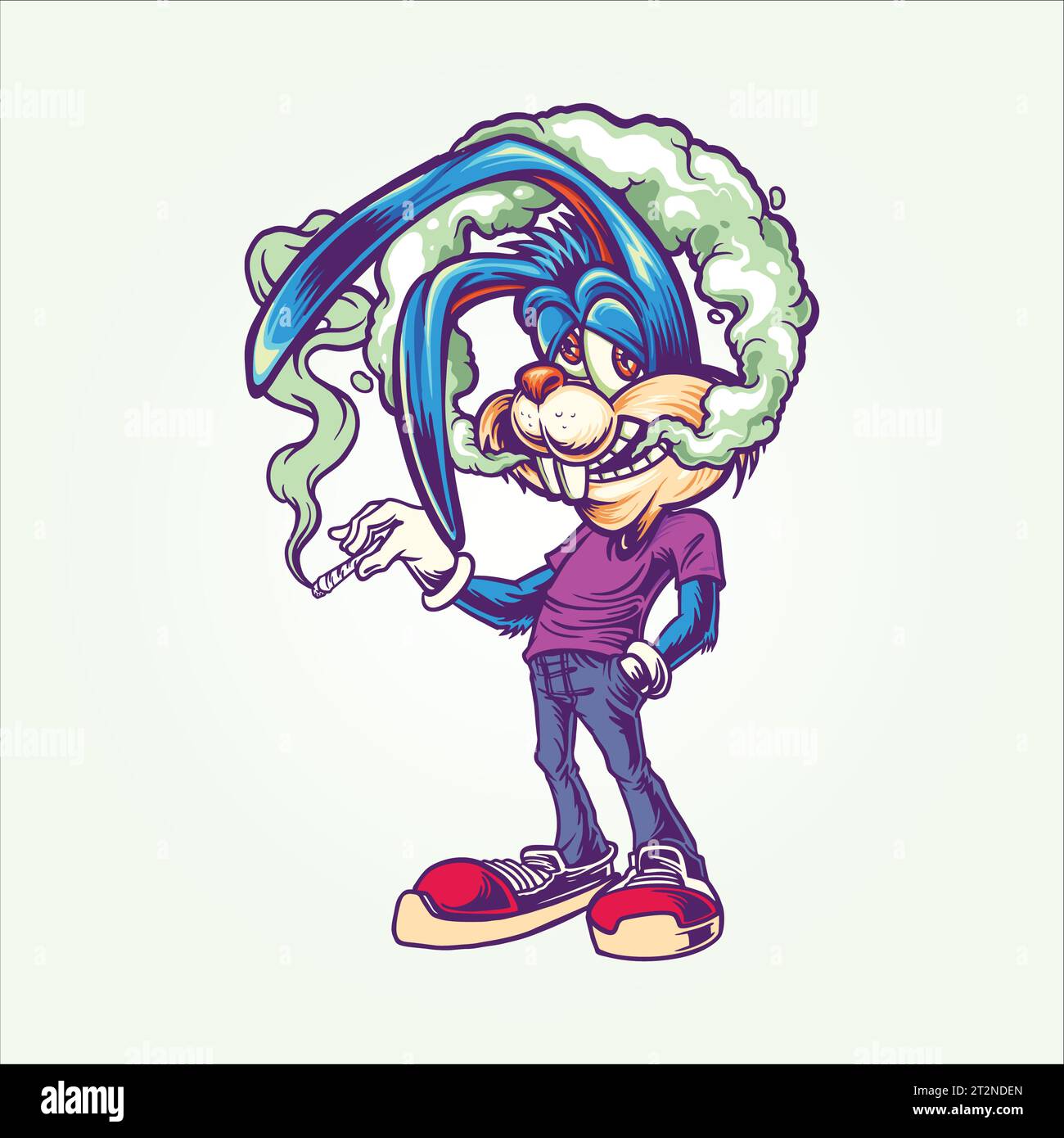 Hase hoch fliegende Unkraut Fantasy Vektor Illustrationen für Ihre Arbeit Logo, Merchandise T-Shirt, Aufkleber und Label Designs, Poster, Grußkarten Werbung Stock Vektor