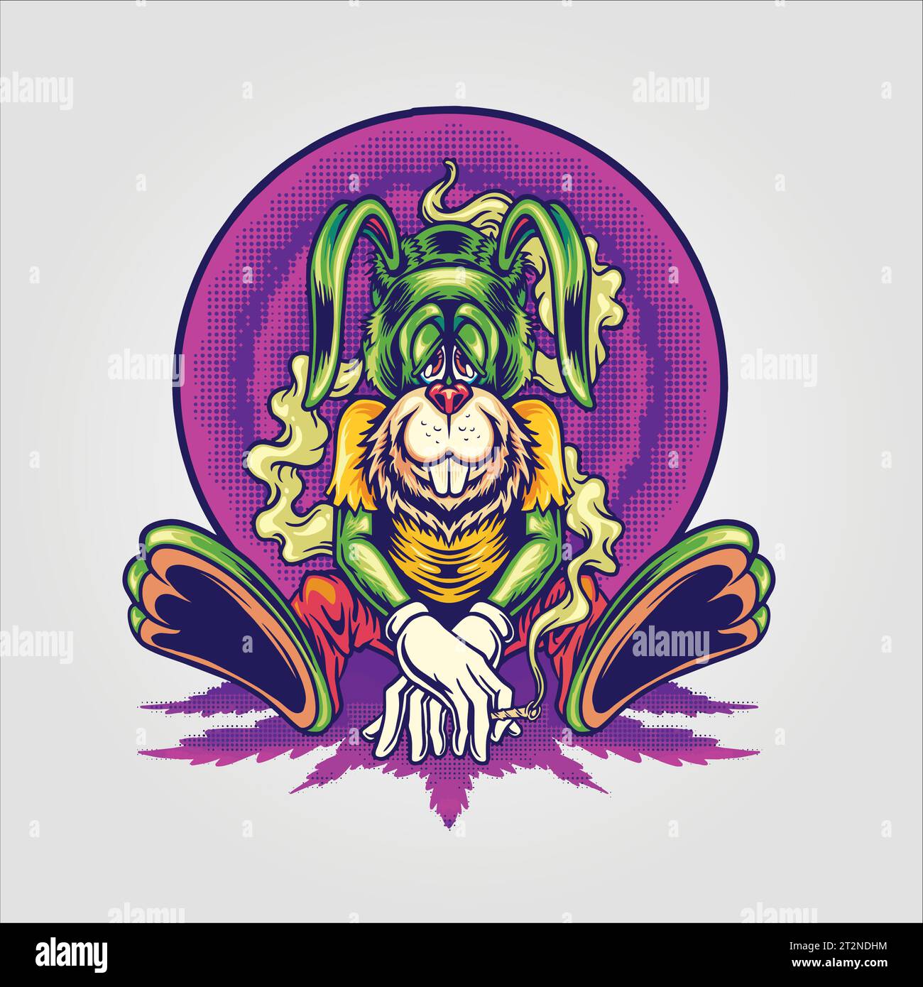 Hase psychedelische Reise Cannabis Fantasia Vektor Illustrationen für Ihre Arbeit Logo, Merchandise T-Shirt, Aufkleber und Label Designs, Poster, Gruß Stock Vektor