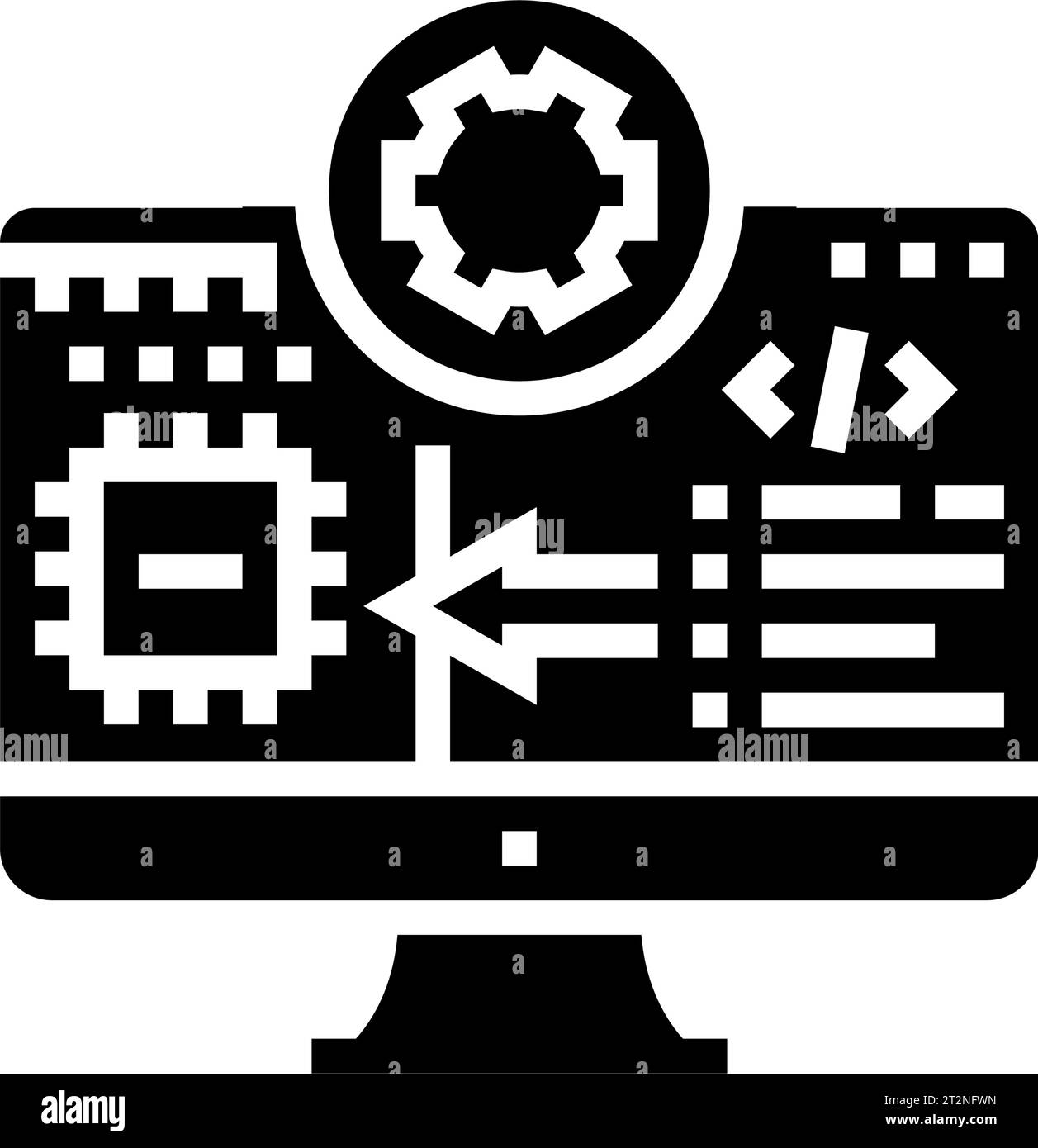 Mikrocontroller Programmierung Elektronik Glyphe Symbol Vektor Illustration Stock Vektor
