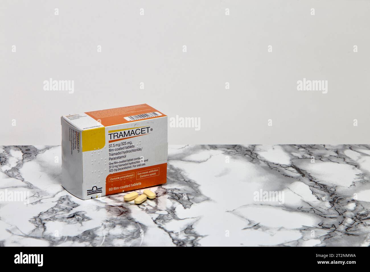 Tramacet 37,5 mg/325 mg Filmtabletten. Stockfoto