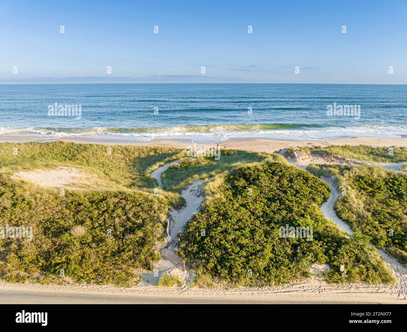 Blick aus der Vogelperspektive auf kirk Beach, montauk Stockfoto