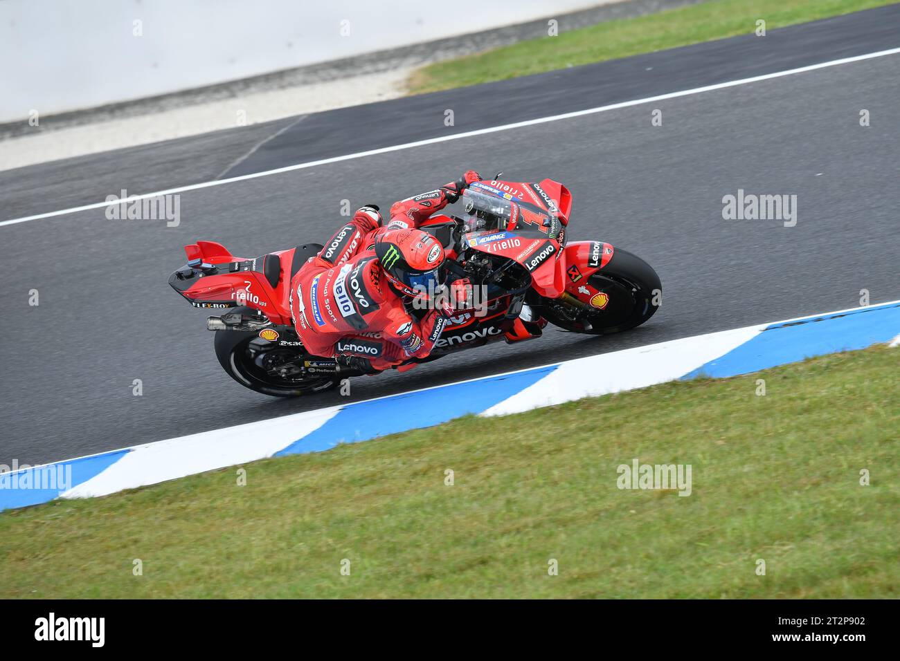 MELBOURNE, AUSTRALIEN. 21. Oktober 2023. Guru von Gryfyn Australian Motorrad Grand Prix von Australien. Italiens Francesco Bagnaia vom Ducati Lenovo Team während der MotoGP Qualifikation in Australien. Foto: Karl Phillipson/Alamy Live News Stockfoto