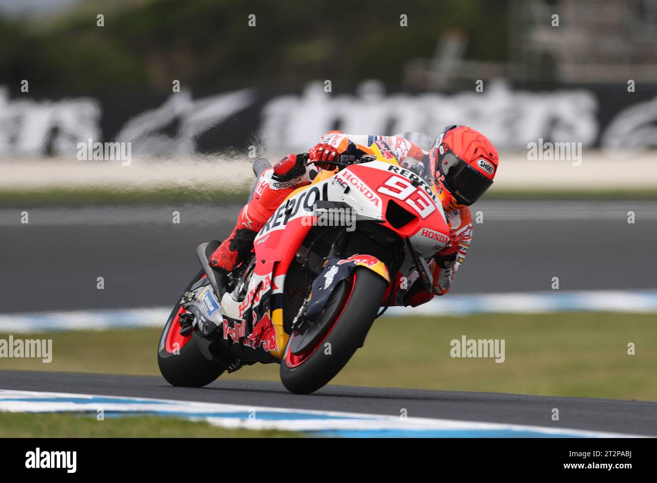 PHILLIP ISLAND, Australien. Oktober 2023. 2023 Guru by Gryfyn Australian Motorrad Grand Prix - Marc Marquez (Spanien) fuhr auf der #93 Repsol Honda Team Honda RC-213V während des Qualfying auf dem Phillip Island Grand Prix Circuit am 21. Oktober 2023 in Phillip Island, Australien - Bild: brett keating/Alamy Live News Stockfoto