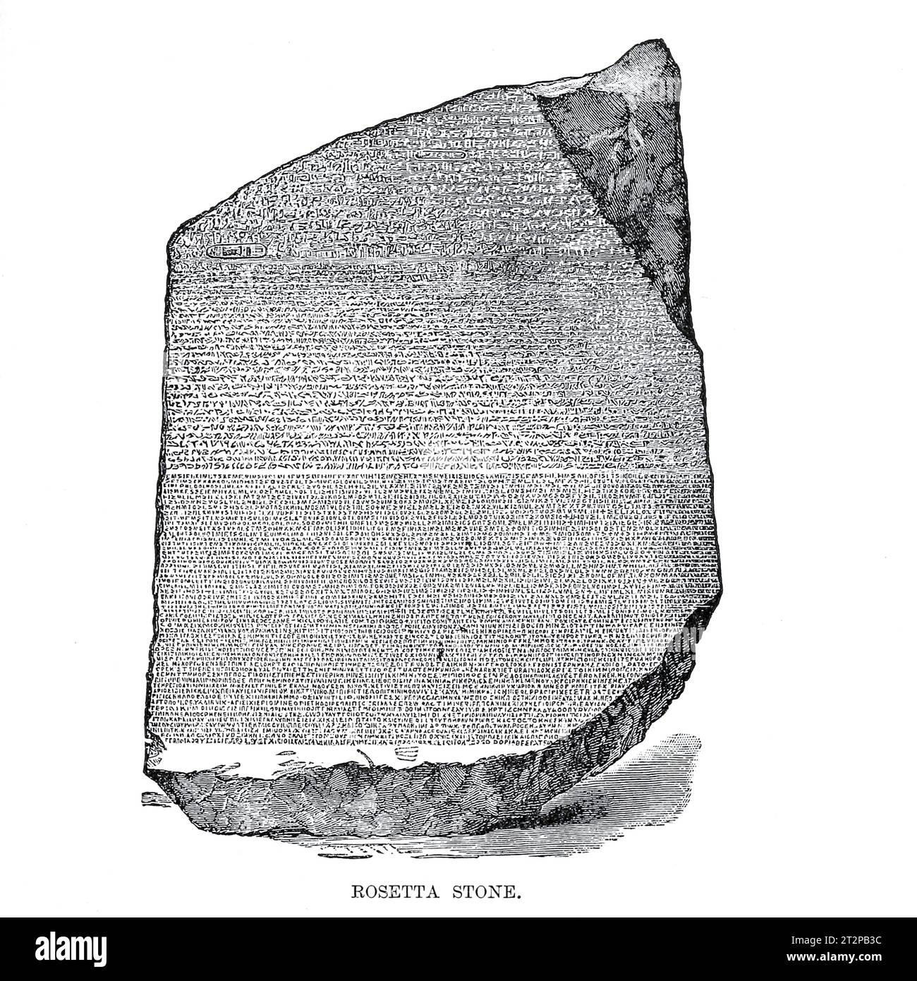 Rosetta Stone, Illustration aus dem 19. Jahrhundert Stockfoto