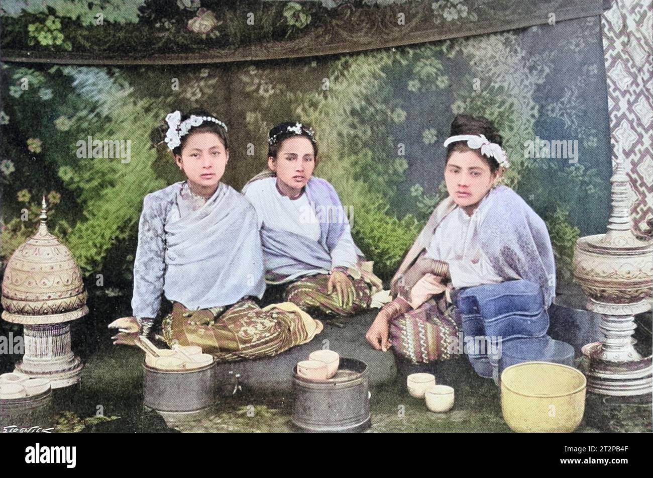 Drei burmesische Mädchen Stockfoto