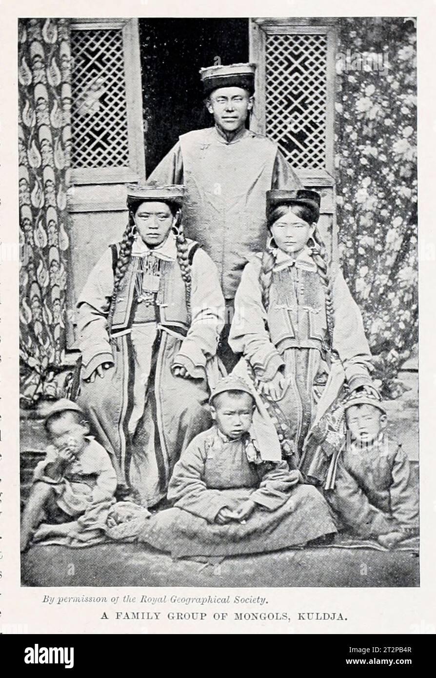 Familie von Mongolen, Kuldja Stockfoto